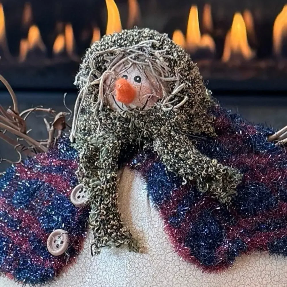 Rustic Country Snowman Table Sitter, Farmhouse Winter Wonderland Christmas Decor